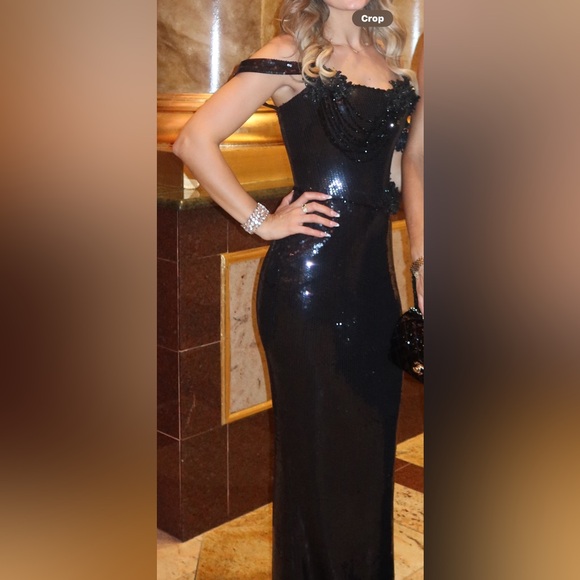 Strapless Black Sequin Gown - Picture 2 of 3